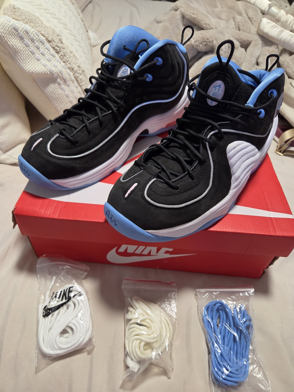 Nike Black and Blue Retro Basketball Sneakers